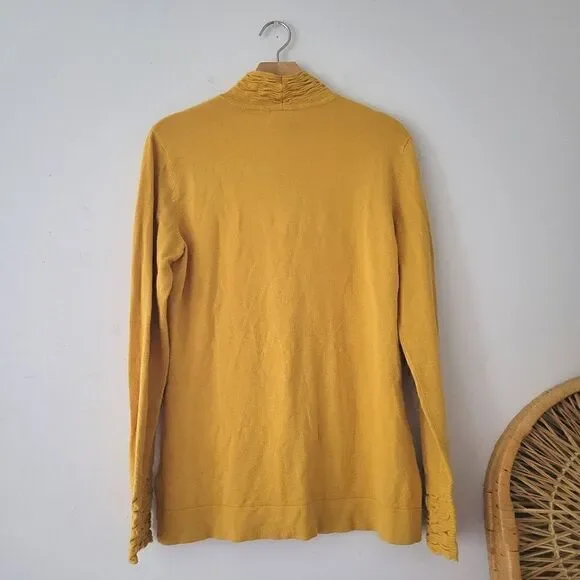 Tribal Mustard Yellow Mock Neck Knit Sweater Large - Picture 2 of 6